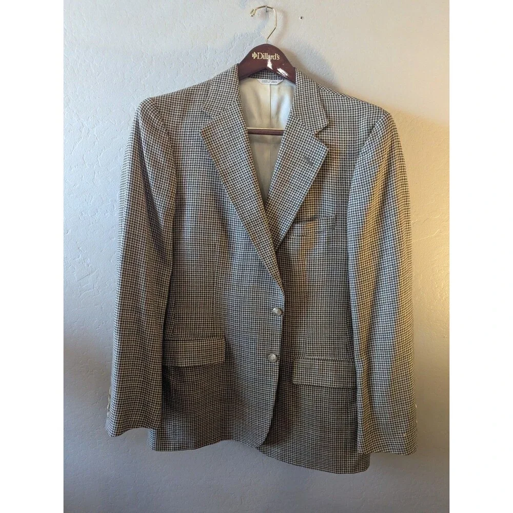 Vintage Polo University Club Ralph Lauren Mens Houndstooth Blazer Jacket Read